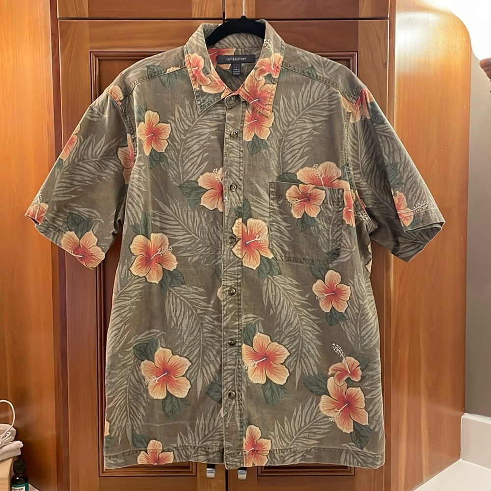 Island Hawaiian Men’s Button Down Shirt Size L